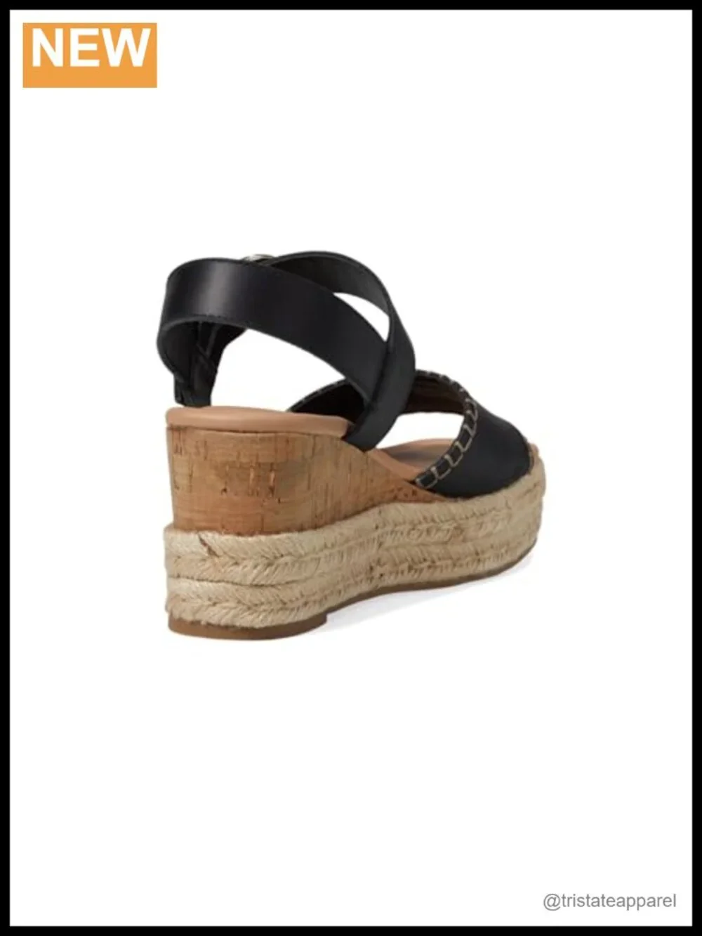 Women's Wedge Sandals Leather Slingback Water Resistant Raffia Buckle